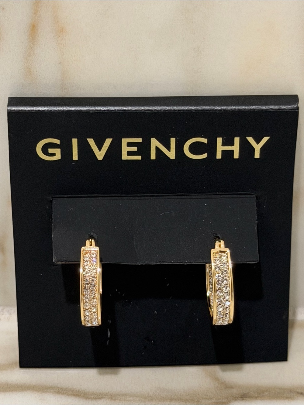 Givenchy Gold Crystal Pavé Mini Hoop Earrings